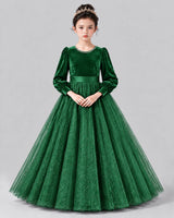 Emerald Green Ball Gown Girls Formal Dress Front