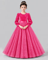 Hot Pink Ball Gown Girls Formal Dress Front