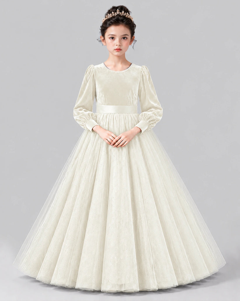 Ivory Ball Gown Girls Formal Dress Front