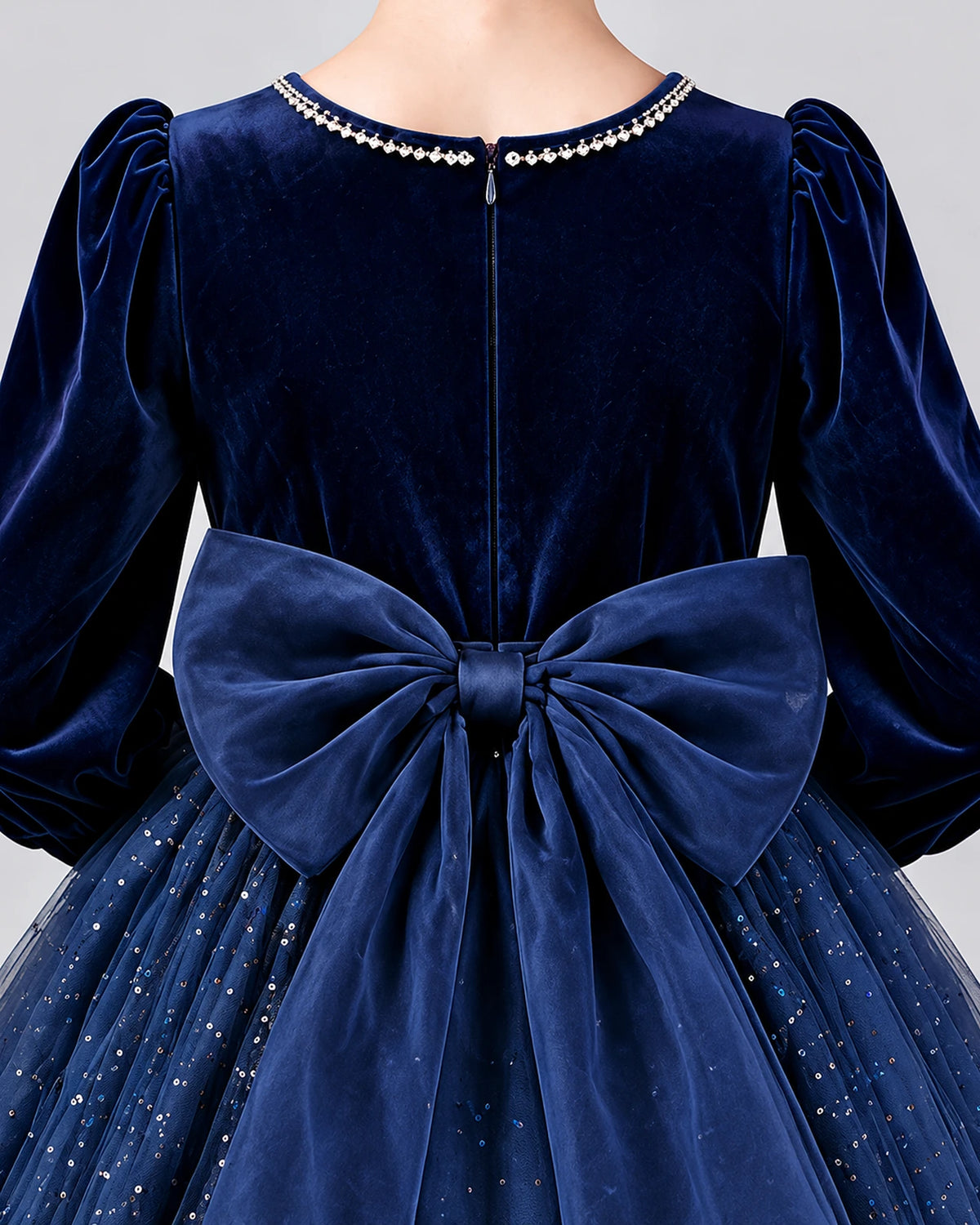 Navy Blue Ball Gown Girls Formal Dress Back_Detail [Shared]