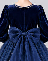 Navy Blue Ball Gown Girls Formal Dress Back_Detail [Shared]