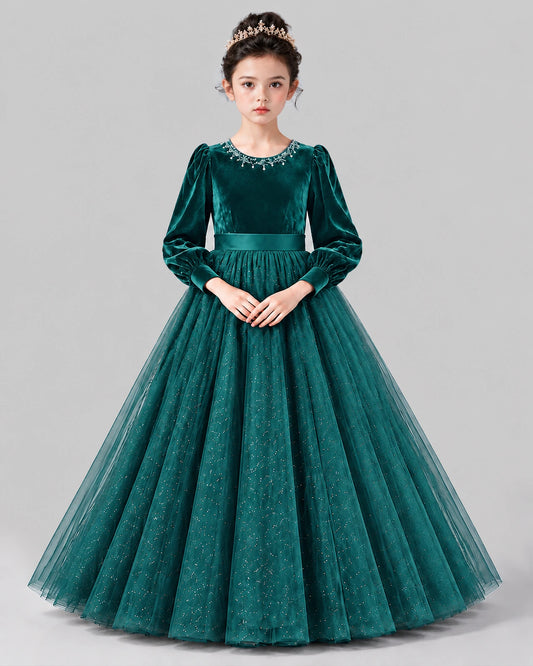 Peacock Ball Gown Girls Formal Dress Front
