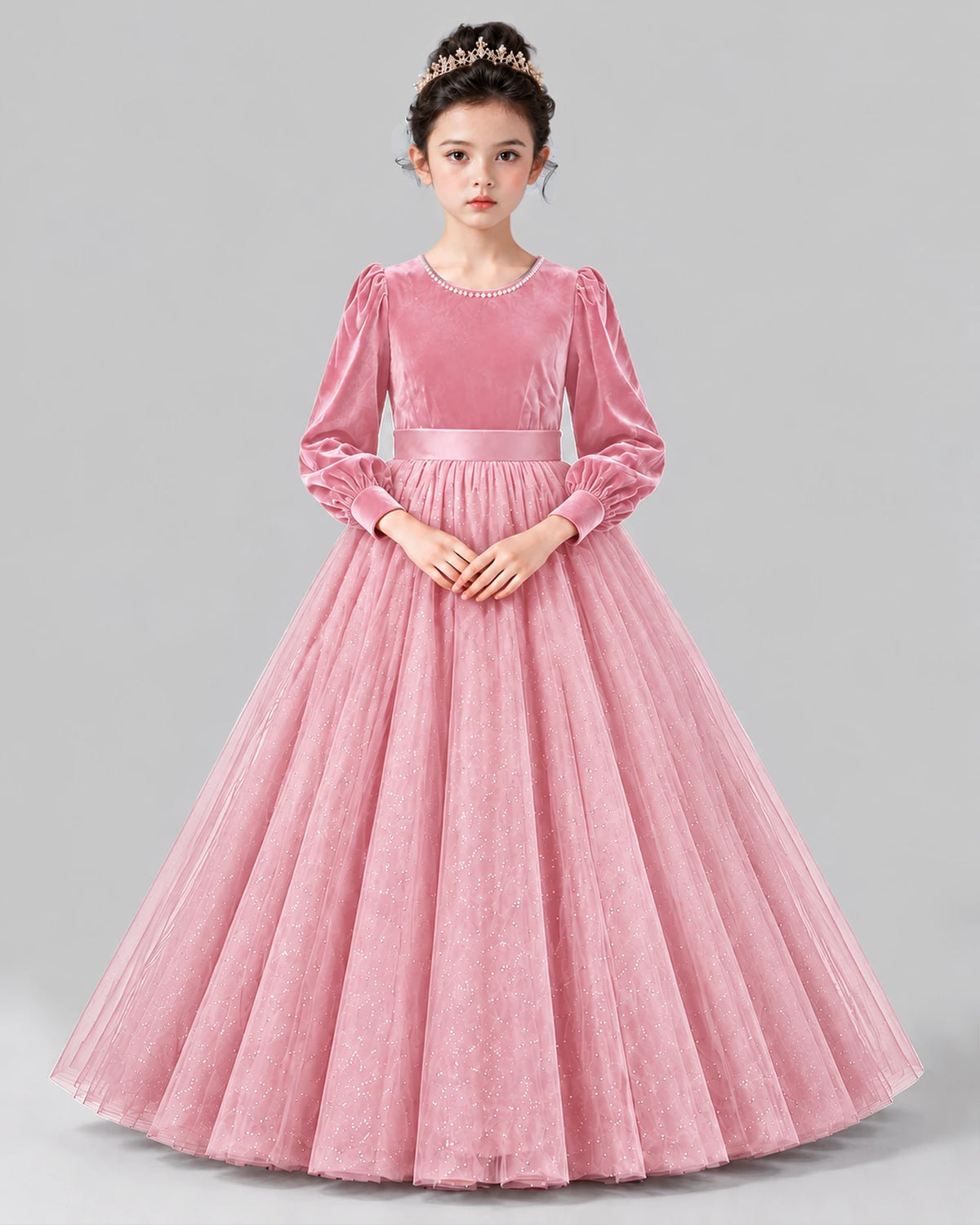Pink Ball Gown Girls Formal Dress Front