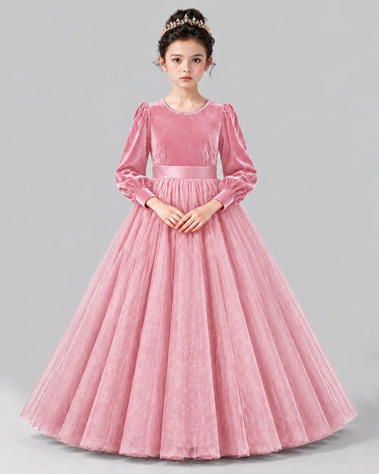 Pink Ball Gown Girls Formal Dress Front