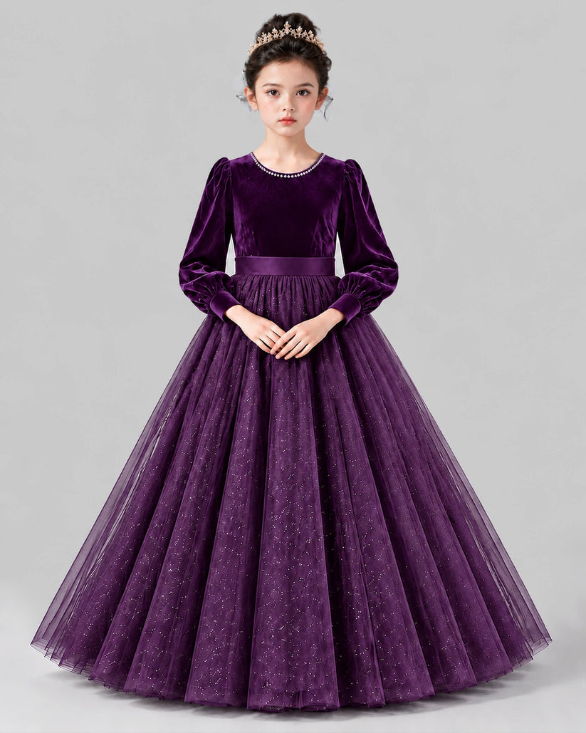 Purple Ball Gown Girls Formal Dress Front