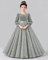 Silver Ball Gown Girls Formal Dress Front