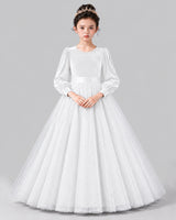 White Ball Gown Girls Formal Dress Front