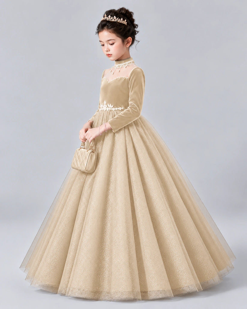 Champagne Ball Gown Girls Formal Dress Front