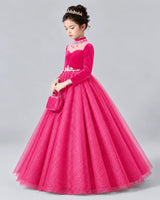 Hot Pink Ball Gown Girls Formal Dress Front