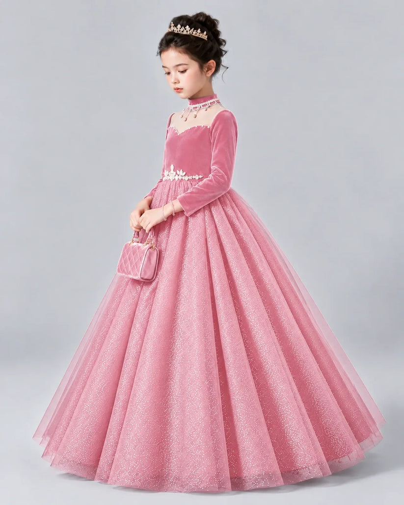 Pink Ball Gown Girls Formal Dress Front