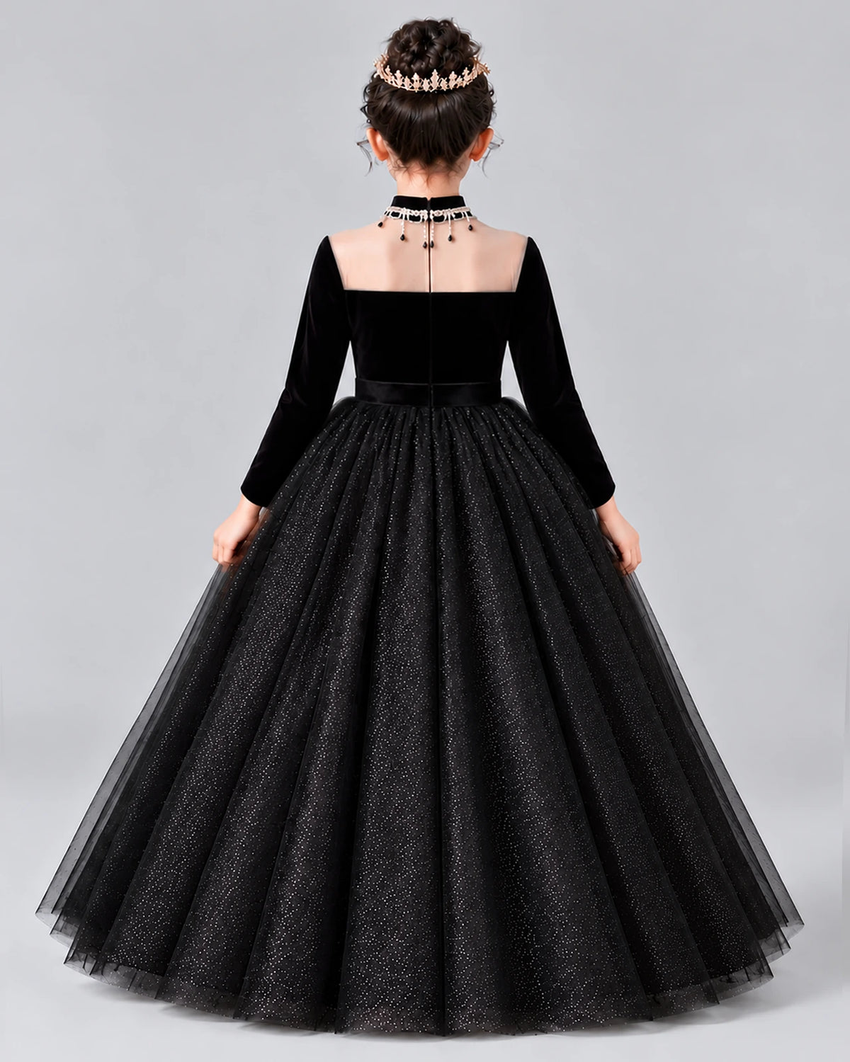 Black Ball Gown Girls Formal Dress Back [Shared]