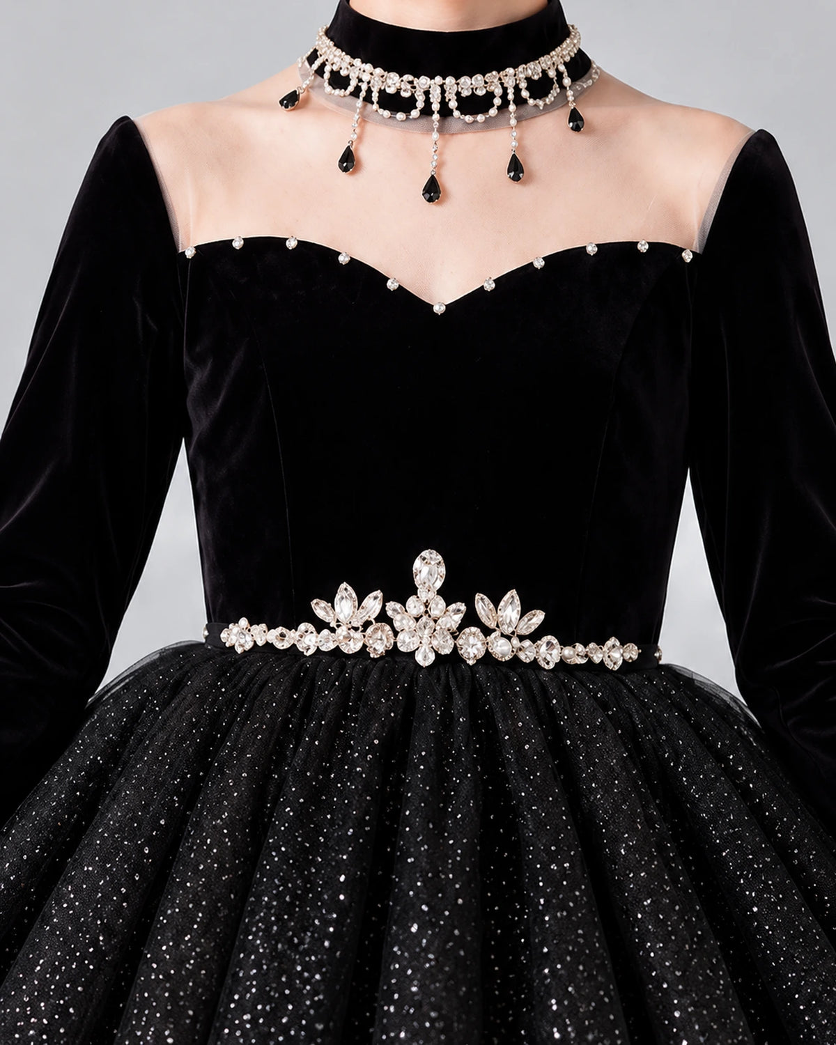 Black Ball Gown Girls Formal Dress Detail [Shared]