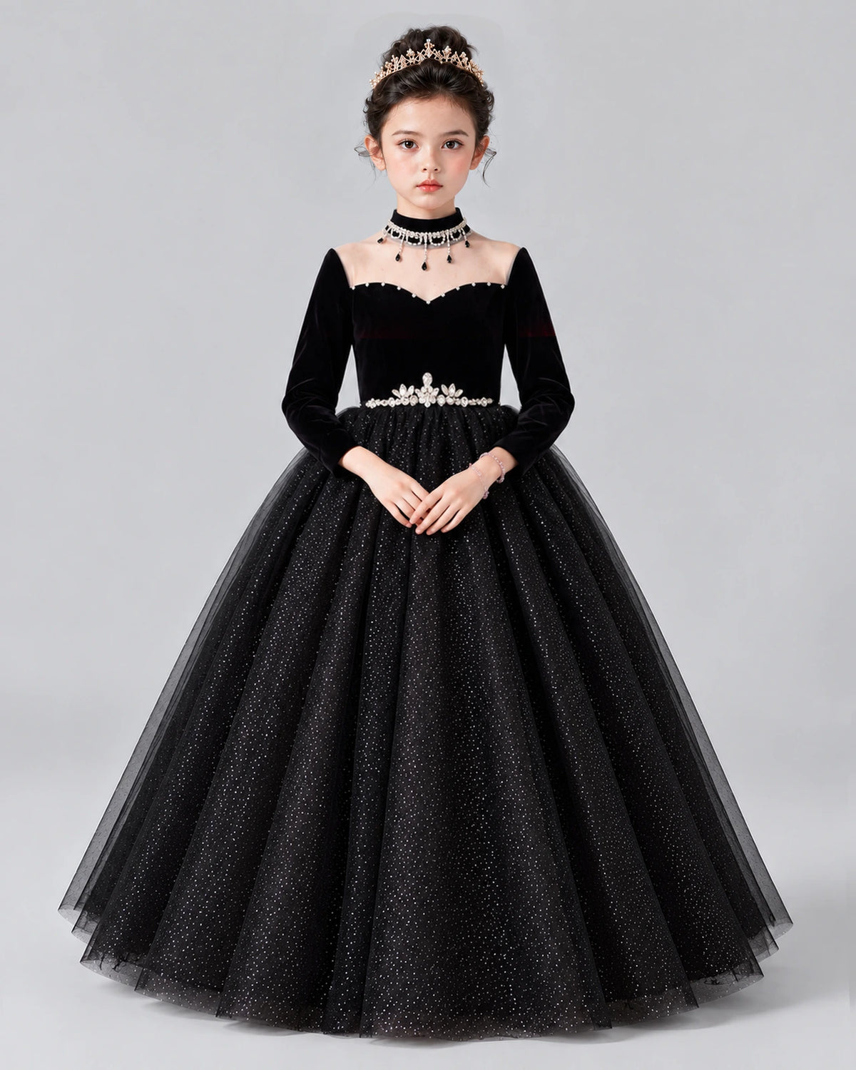 Black Ball Gown Girls Formal Dress Pose [Shared]