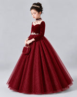 Burgundy Ball Gown Girls Formal Dress Front