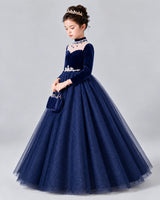 Navy Blue Ball Gown Girls Formal Dress Front