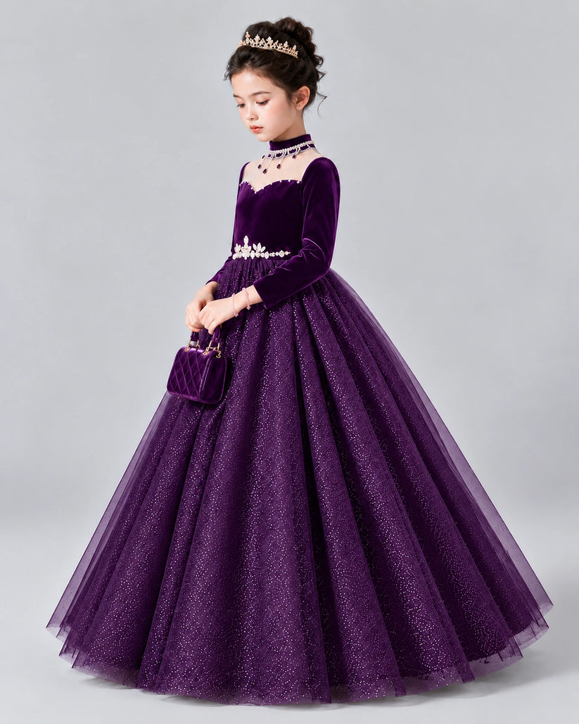 Purple Ball Gown Girls Formal Dress Front