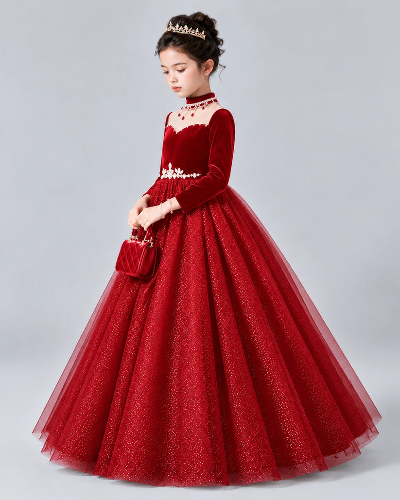Red Ball Gown Girls Formal Dress Front
