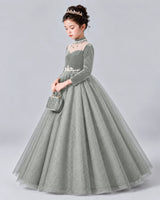 Silver Ball Gown Girls Formal Dress Front