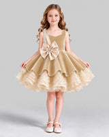 Champagne Flared Girls Formal Dress Front