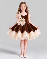Chocolate Flared Girls Formal Dress Front