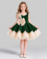 Emerald Green Flared Girls Formal Dress Front