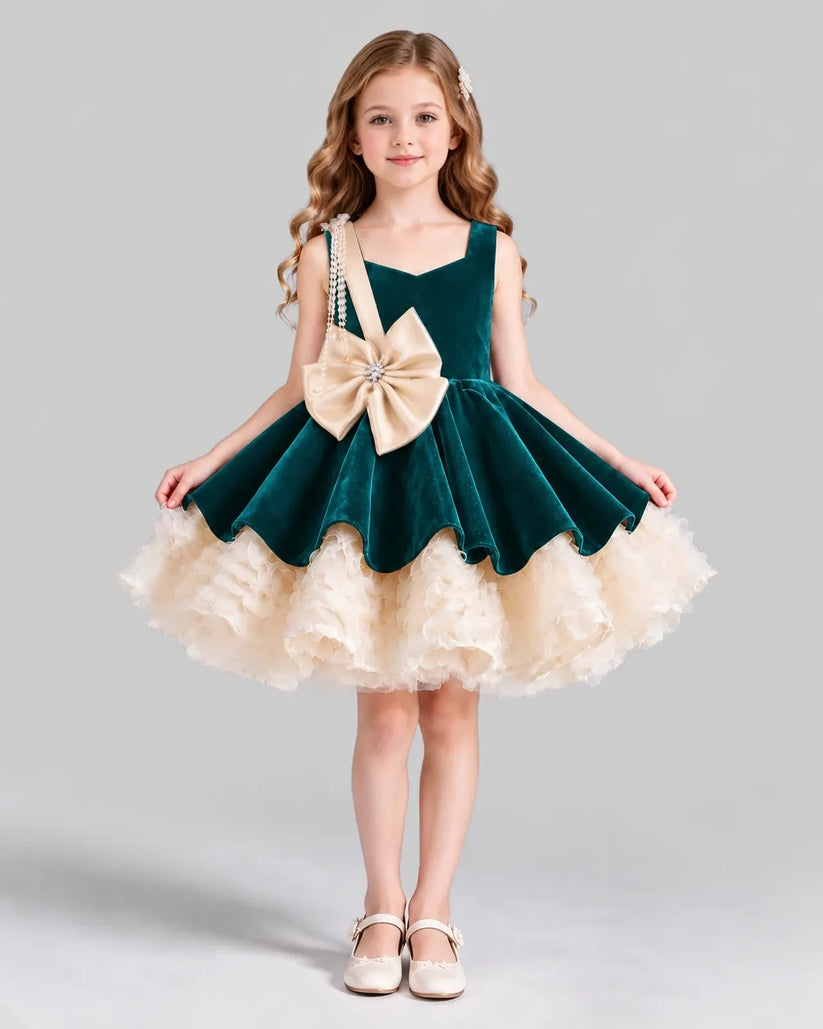 Peacock Flared Girls Formal Dress Front