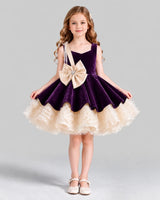 Purple Flared Girls Formal Dress Front