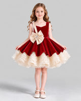 Red Flared Girls Formal Dress Front