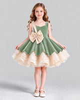 Sage Green Flared Girls Formal Dress Front