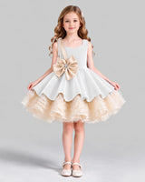 White Flared Girls Formal Dress Front