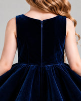 Navy Blue Flared Girls Formal Dress Back_Detail [Shared]