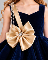 Navy Blue Flared Girls Formal Dress Detail [Shared]