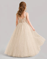 Champagne Ball Gown Girls Formal Dresses Back