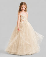 Champagne Ball Gown Girls Formal Dresses Side