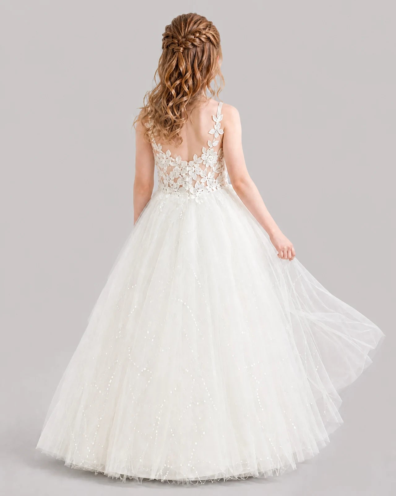 Ivory Ball Gown Girls Formal Dresses Back