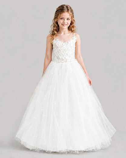 Ivory Ball Gown Girls Formal Dresses Front