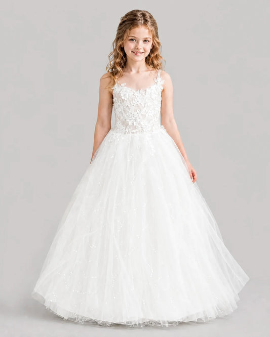 Ivory Ball Gown Girls Formal Dresses Front