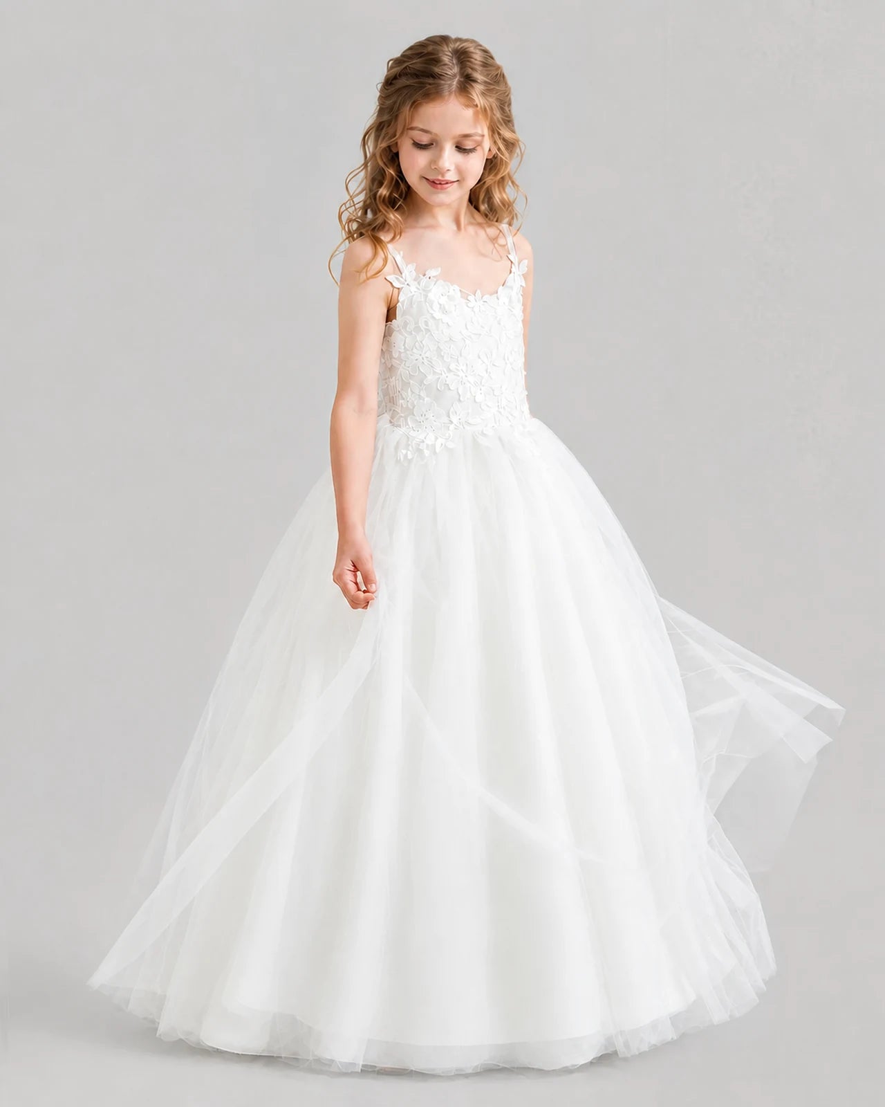Ivory Ball Gown Girls Formal Dresses Side