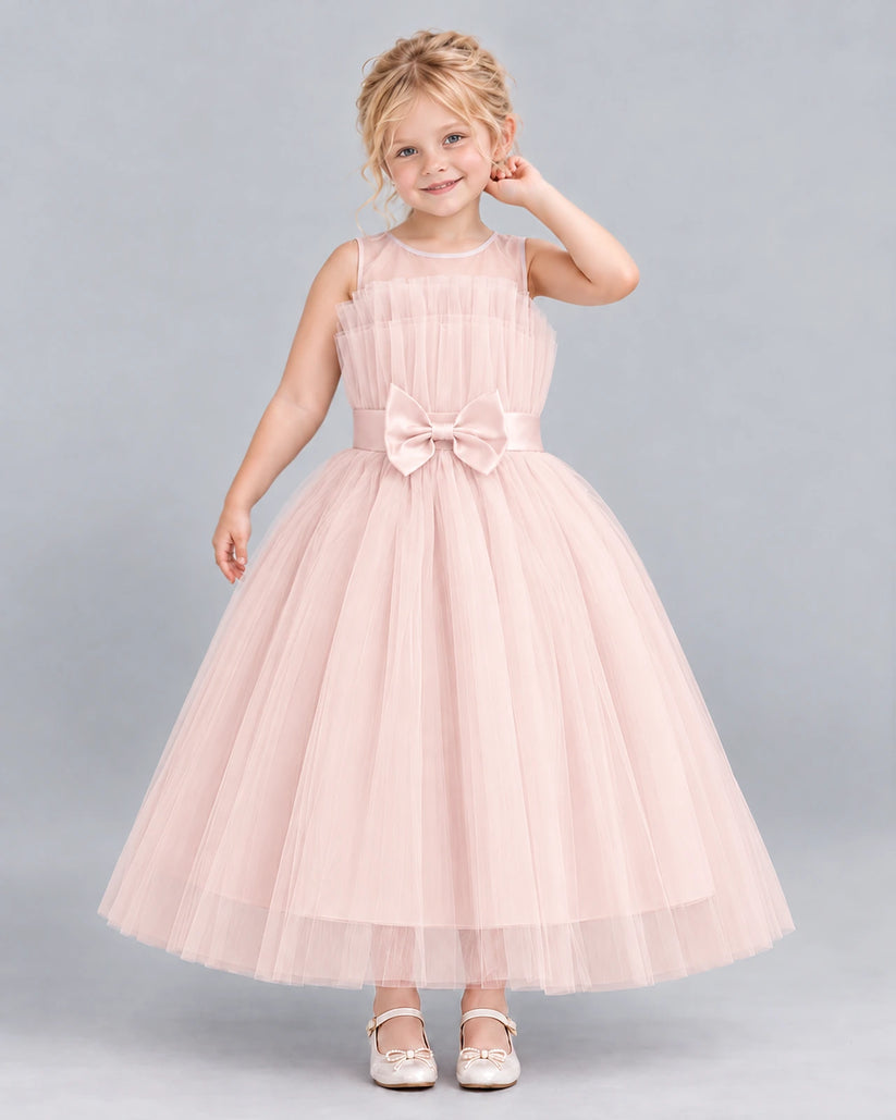 Blush Pink Ball Gown Girls Formal Dress Front