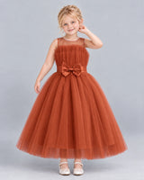 Burnt Orange Ball Gown Girls Formal Dress Front