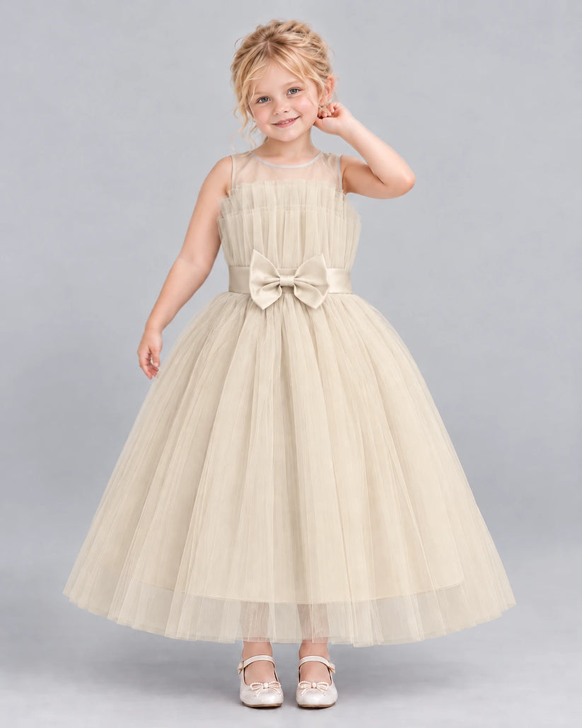 Champagne Ball Gown Girls Formal Dress Front