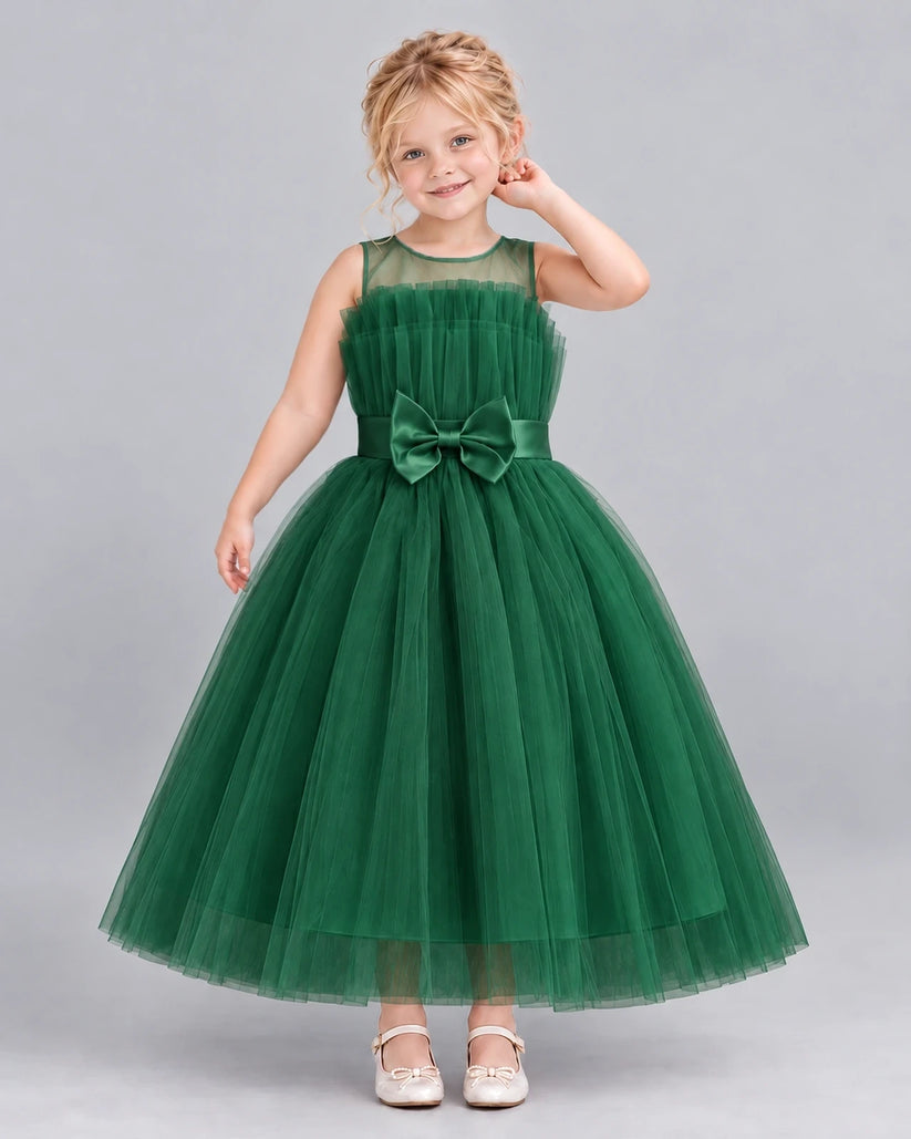 Dark Green Ball Gown Girls Formal Dress Front