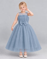 Dusty Blue Ball Gown Girls Formal Dress Front