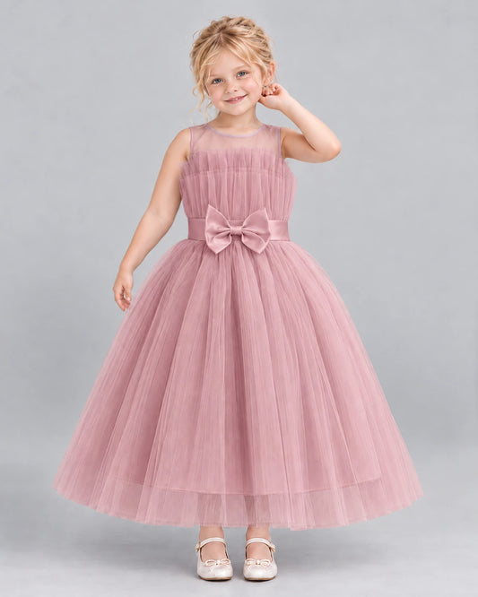 Dusty Rose Ball Gown Girls Formal Dress Front