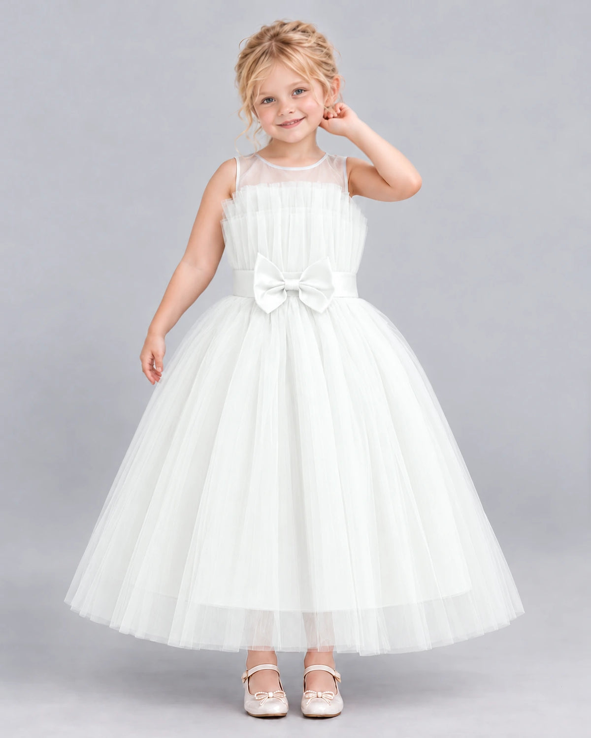 Ivory Ball Gown Girls Formal Dress Front