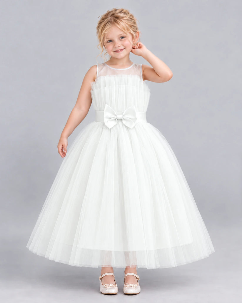 Ivory Ball Gown Girls Formal Dress Front
