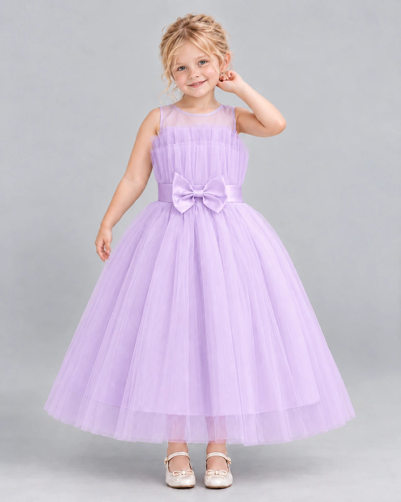 Lilac Ball Gown Girls Formal Dress Front