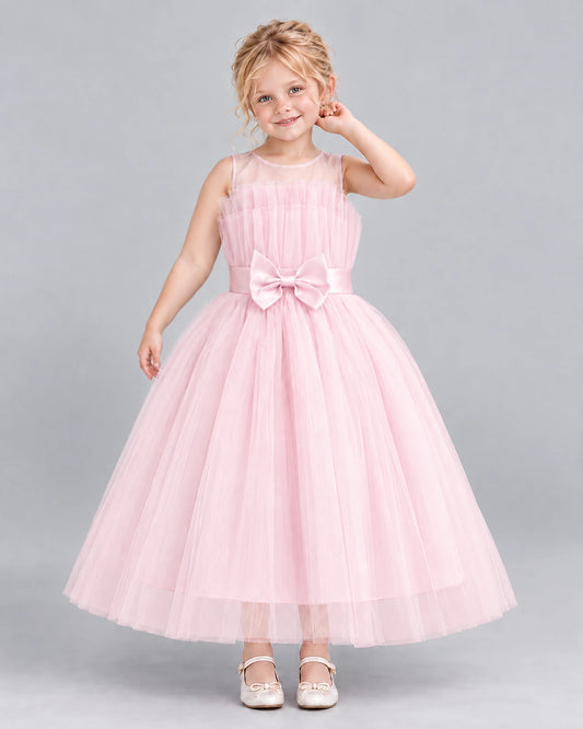 Pink Ball Gown Girls Formal Dress Front