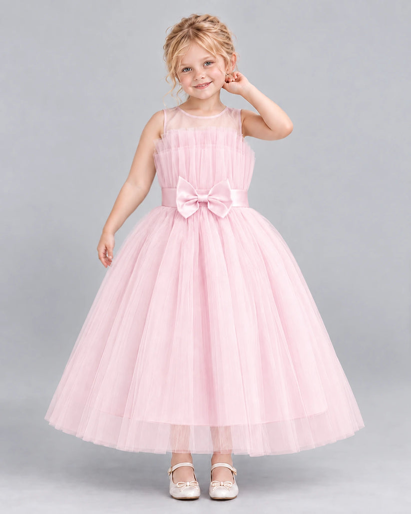 Pink Ball Gown Girls Formal Dress Front