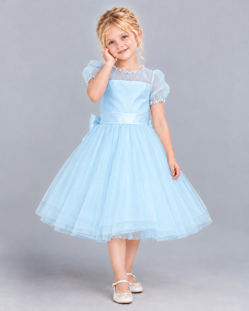 Baby Blue Ball Gown Girls Formal Dress Front